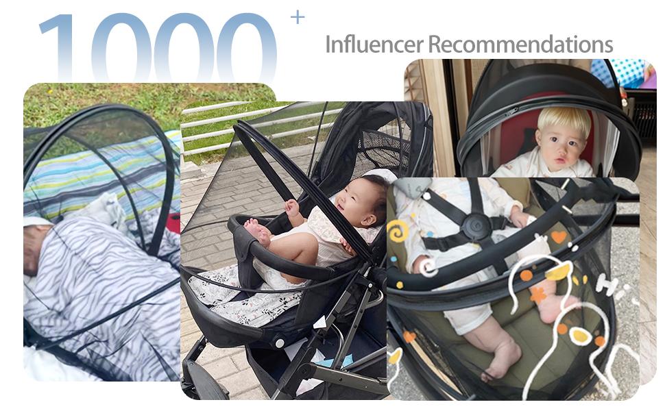 Mosquito Net for Stroller, Universal Bug Net for Stroller, Car Seats, Bassinets, Cradles, Mini Cribs, Quick-Release Double Zipper, Breathable & Foldable Netting Cover for