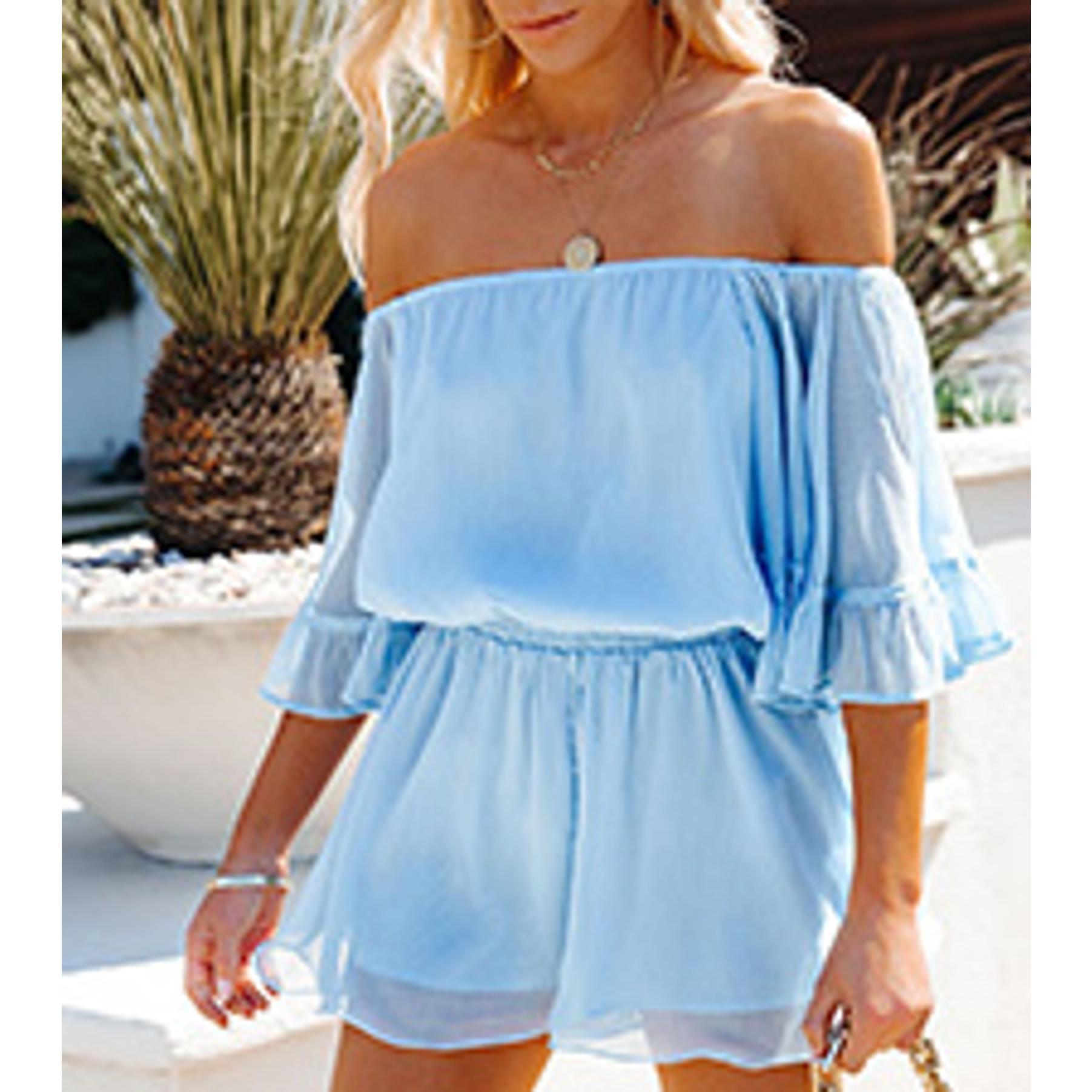 Women Tube Top Romper Strapless Bandeau Cold Shoulder Jumpsuit OutfitsGift