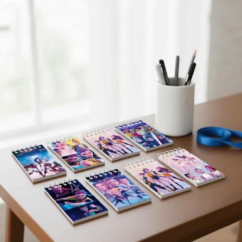 10pcs Kpop Mini Notebook Set 24 Pages Lined Notepad For Office Journal Diary Student Class Stationery Cosplay Prop Spiral Notebook Journal