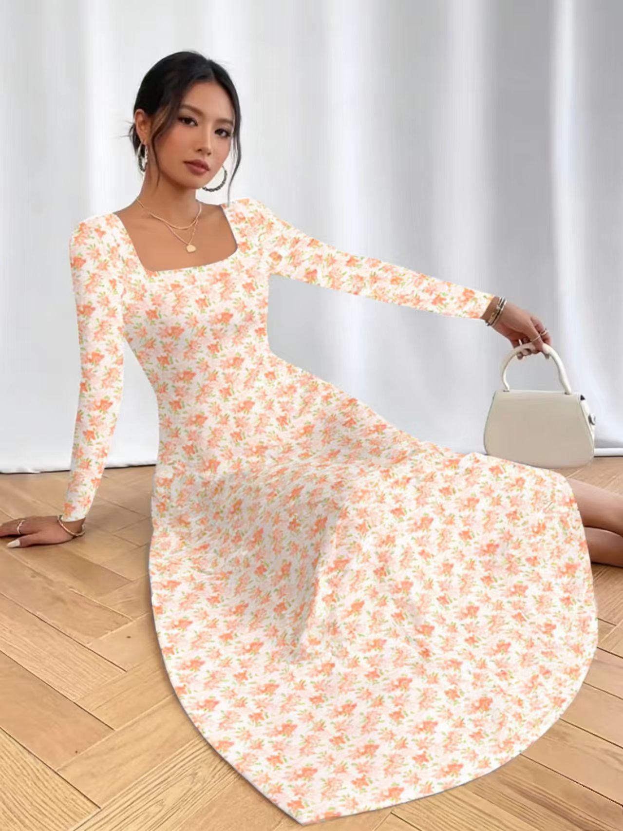 2026 Spring New Sweet Style Floral Lace Patchwork Long Dress, Elegant A-Line Midi Dress for Women, Perfect for Casual & Party Wear