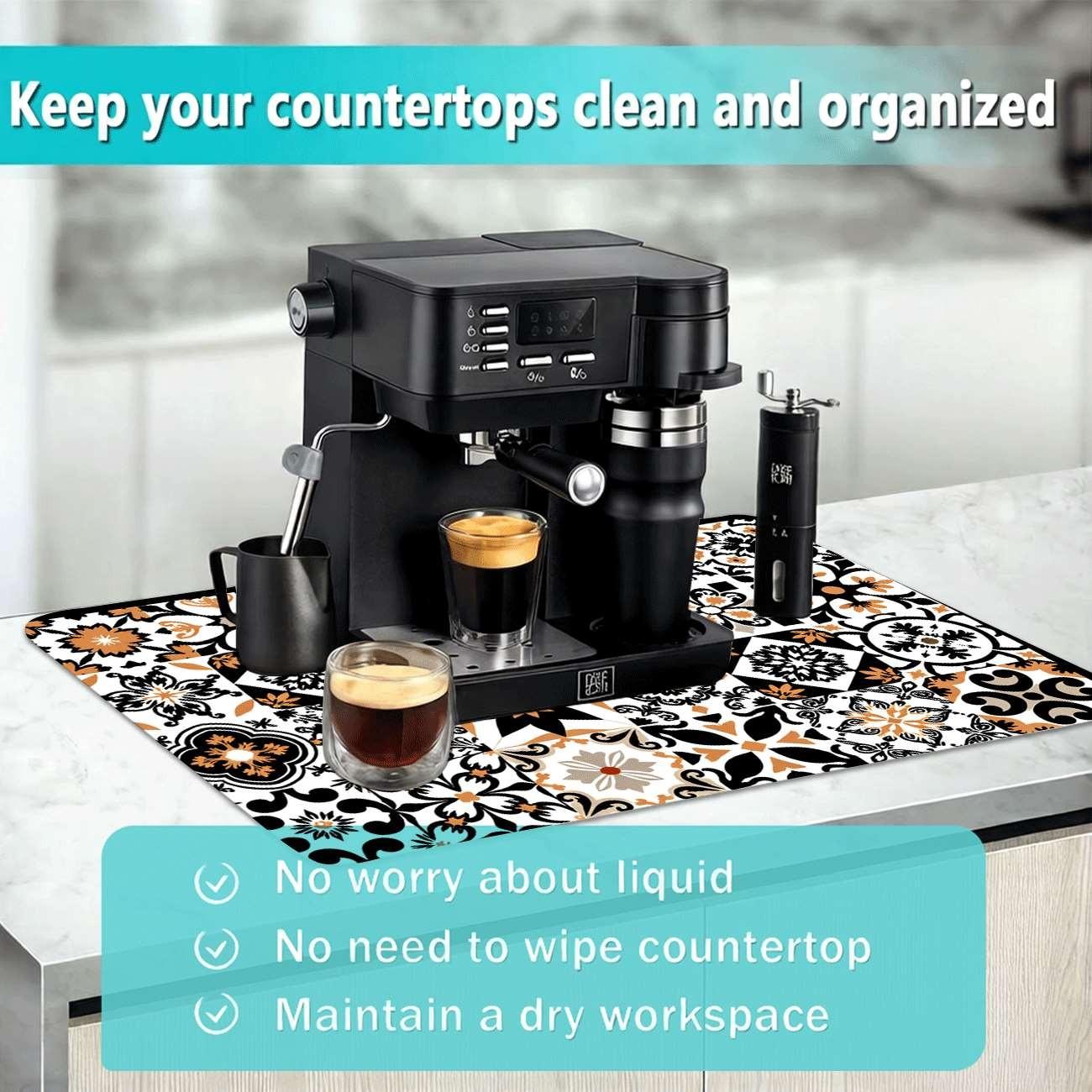 Multi-Functional Table Mat, Floral Grid Print Rubber Coaster, Easy Clean, Water Absorbent, Non-Slip, Durable, Ideal for Kitchen and Bedroom