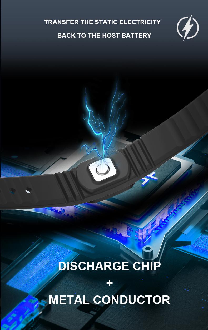 M12-SE Anti-static Silicone Bracelet, Waterproof Adjustable Human Body Static Eliminator for Men and Women (Winter Fashion Accessory for Smart & Wearable Devices) Diamond Mechanical Smartwatch