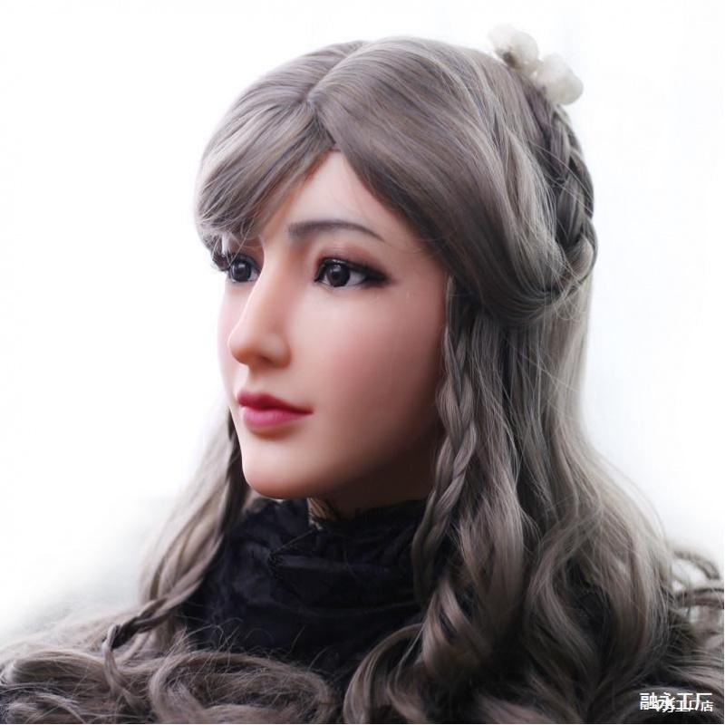 Full-face silicone mask for adults, realistic female facial hood, lifelike human mask, crossdressing, male-to-female transformation, cosplay makeup