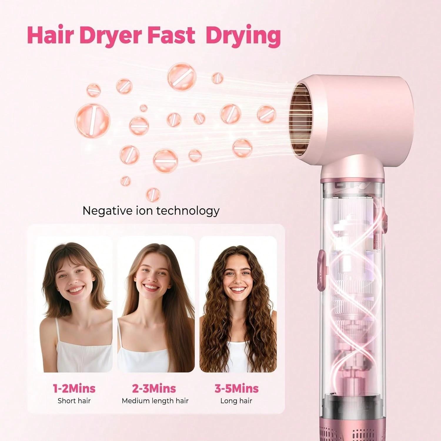 5 in 1 Hair Styler Pro, Left&Right Magic Hair Curler, Heated Curler, 3 Wind Speed and Temperature, Multi-Styler 5 in One for Drying Curling Straightening,Hair Styling