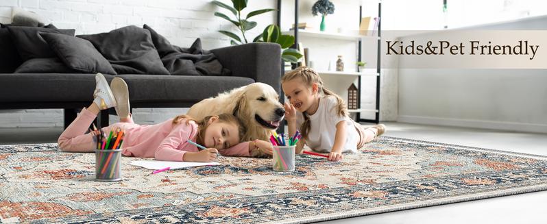 BESTSWEETIE Machine Washable Rugs for Living Room, Boho Rugs Area Rug Runner Rug Carpet Non-slip Large Area Rugs for Bedroom Indoor Floor Mat