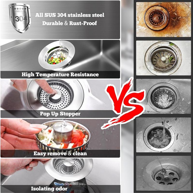 3 in Sink Drain Strainer,Universal Stainless Steel Kitchen Sink Stopper, Up Anti-Clogging for 3-1/2 Inch US Standard Sink Drain Strainer ,Deals for you days 3 in Sink Drain Strainer,Universal Stainless Steel Kitchen Sink Stopper, Up Anti-Clogging for 3-1/2 Inch US Standard Sink Drain Strainer ,Deals for you days