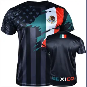 Mexican American Flag Mixed Color Soccer Shirt - Men's/Women's/Neutral US Mexico Team jersey, 2026 round neck jersey, the best gift for the Patriots