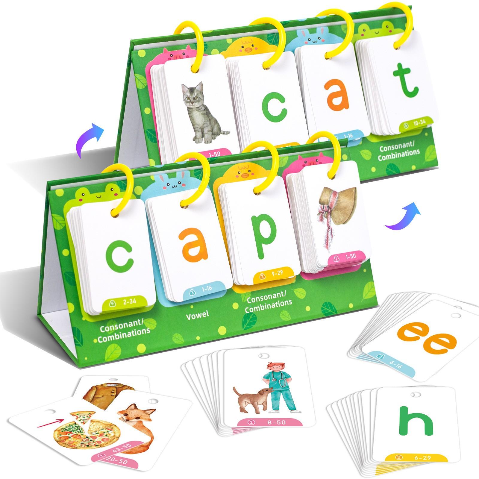 English Phonics Desktop Cards, Vowel Consonant Combinations, Early Education Learning Tool, Educational Toys for Kids, Toddler Flash Cards, Visual Stimulation Cards