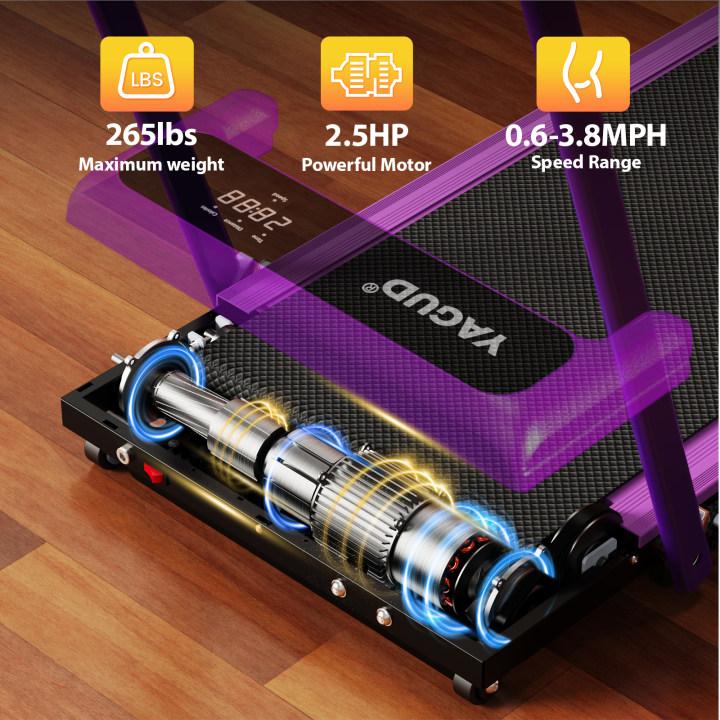 YAGUD Handrail Walking Treadmill – Quiet Home Running Machine with Dual Shock Absorption, 265lbs Weight Capacity Wide Belt & Compact Design for Easy Mobility