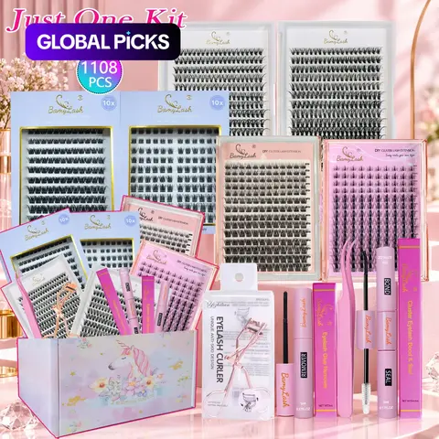 Individual False Eyelash Kit, Voluminous False Eyelashes, Natural-Look DIY Cluster Lash Extensions, Lash Extension Clusters, Volume Curl Self-Application Lashes for Women & Girls, Eye Makeup Enhancement Set, Unique Gift #GLOBAL PICKS