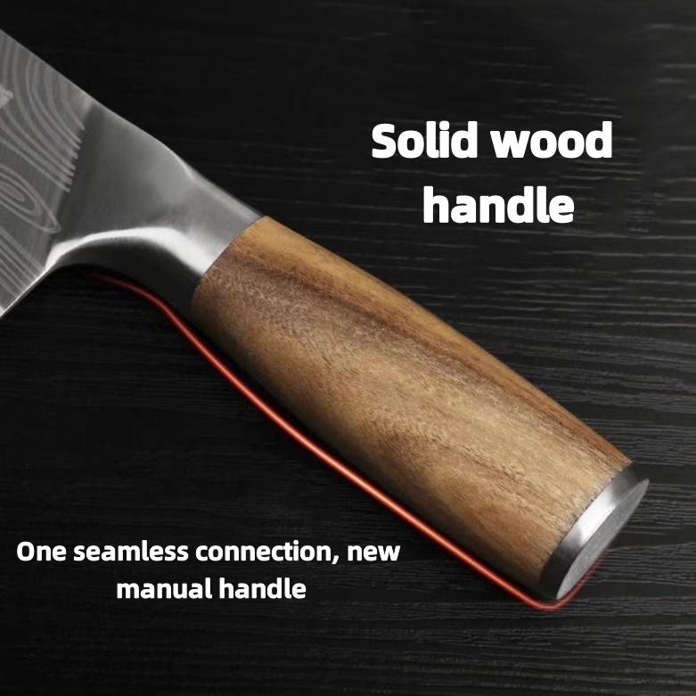 8inch Cleaver Knife , Razor sharp HC German Stainless Steel blade， lasered damascus pattern, pearwood Handle Knives