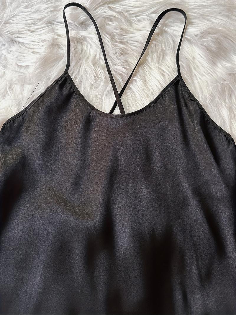 Women's Criss Cross Backless Cami Silk Nightdress, Adjustable Spaghetti Strap Satin Nightgown, Women's Sleepwear & Loungewear for All Seasons Women's Criss Cross Backless Cami Silk Nightdress, Adjustable Spaghetti Strap Satin Nightgown, Women's Sleepwear & Loungewear for All Seasons