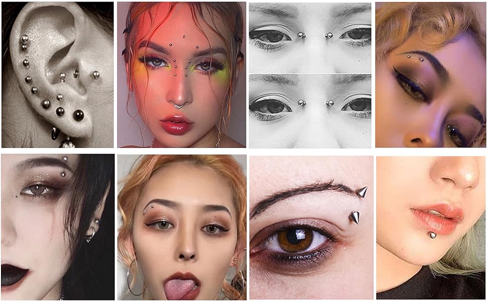 Fake Eyebrow Ring, Fake Lip Labret Studs, 100pcs Sticker, Non-Piercing Nose Rings, Silver Color, 3mm 4mm 5mm, Daily Wear Jewelry