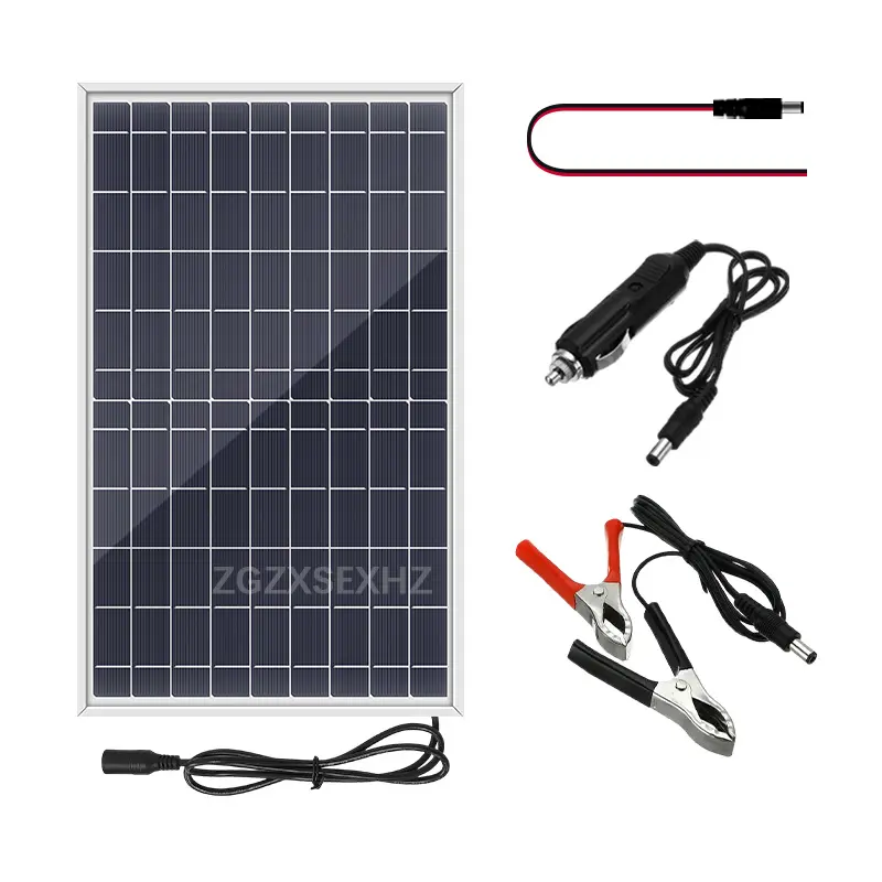 1 PC 10W Rechargeable Solar Panel kit, complete with a DC output cable and an optional controller; a portable outdoor solar charger suitable for small devices, gardens, camping, garages, and storage sheds