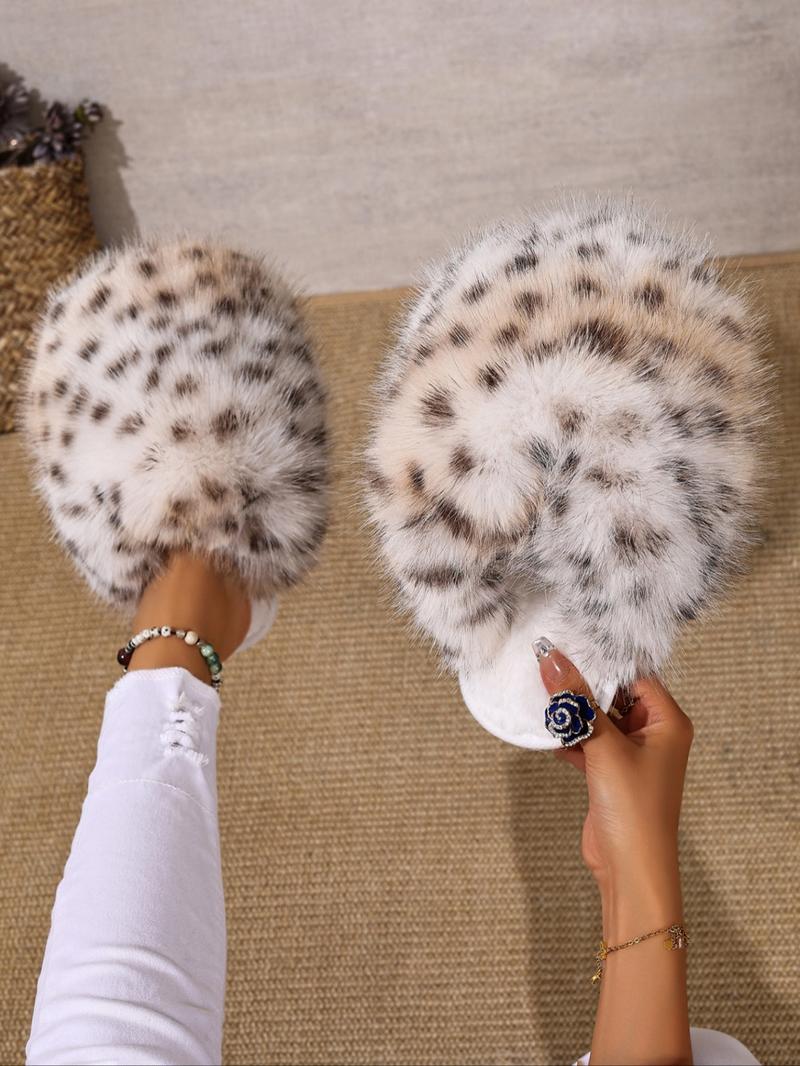 New Trendy Plush Fur Slippers, Valentine's Day Gift for Girls, Super Cute Fashion Warm Home Shoes, Fuzzy Warm Slippers, Anti-Slip Thick Sole Cotton Slippers