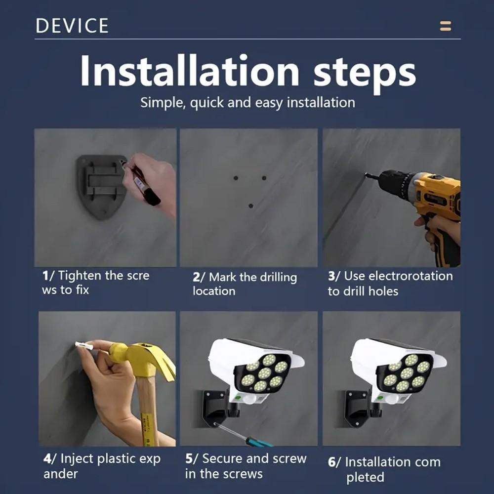 Solar Light Remote Control 77LEDs with 3-Mode Simulation Camera Outdoor Lighting Solution Solar Security Lights Durable and Efficient Design Perfect for Camping and Gardening