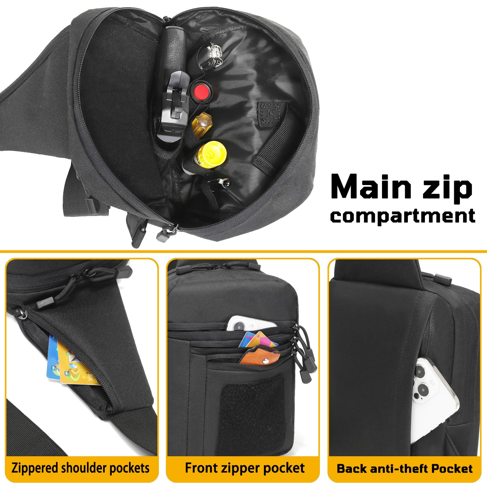 BIGWIG Men's Tactical Shoulder Bag - Crossbody Concealed Carry Chest Bag - Men's Crossbody Bag - Stand-Up Shoulder Strap Chest Bag - Waterproof Oxford Cloth outdoor bag backpack