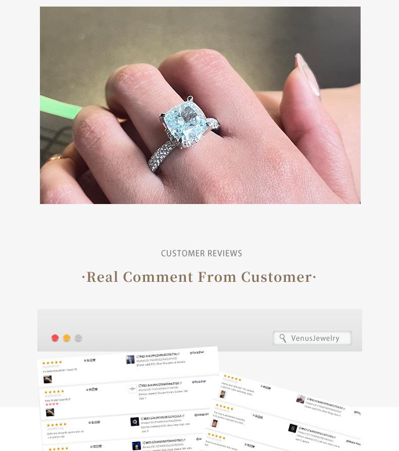 [Venus Jewelry] 2025 New Style Silver 925 Sterling Silver 5CT Ring Women's High End Fashion Ring