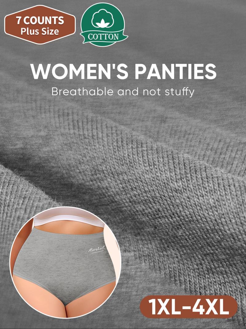 Women's Plus Size Underwear Set, Cotton Blend, Soft Breathable, High Waist Tummy Control, Casual Design, Sizes 1xl-4xl