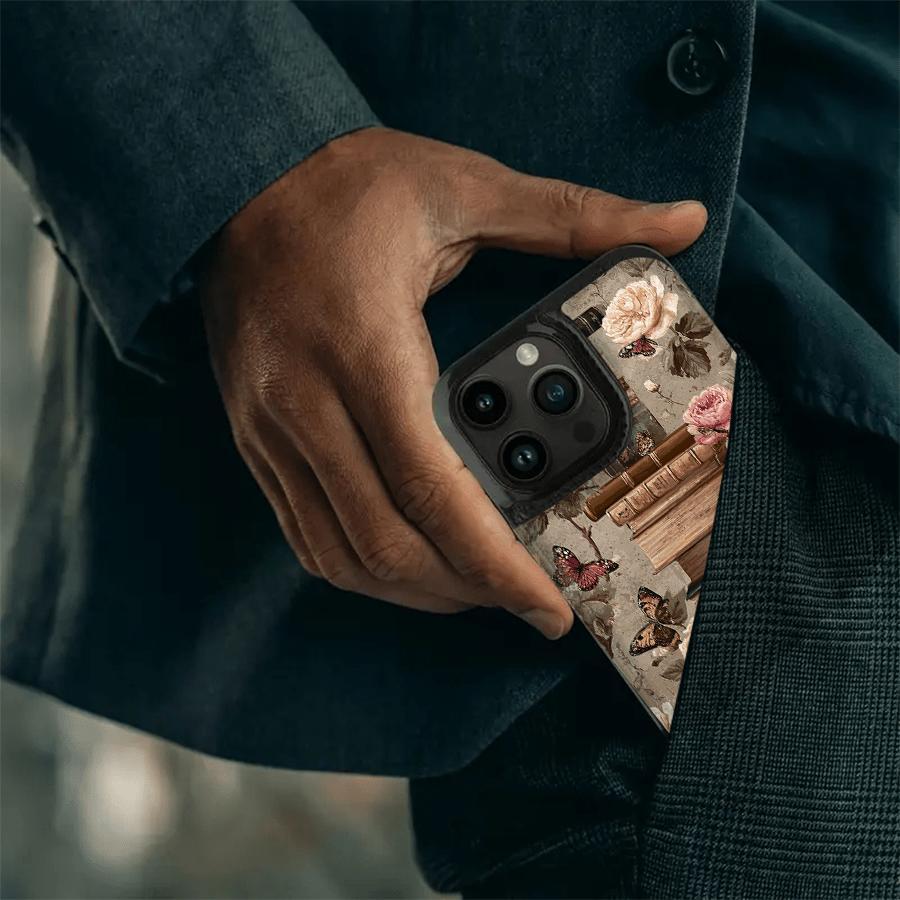 Floral Smartphone Casing - Handheld Cellphone Accessory with Card Slot for Bank/Public Transport Cards, Compatible with iPhone 17/16/15/14/13/12, Great Holiday Gift for Loved Ones