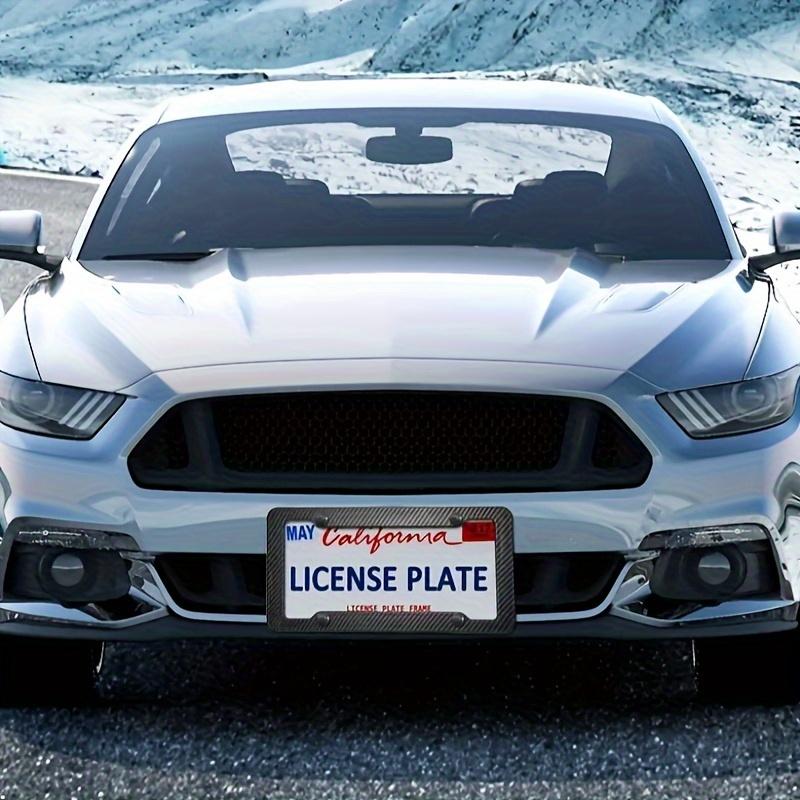 2PCS Carbon Fiber License Plate Frame Set - Stylish Black Finish, SecureFit Mounting For Front & Rear, Rust-resistant, With Noise-Canceling Rattle Proof Pads And Premium Screw Caps, U. S. Area License Plate Frame
