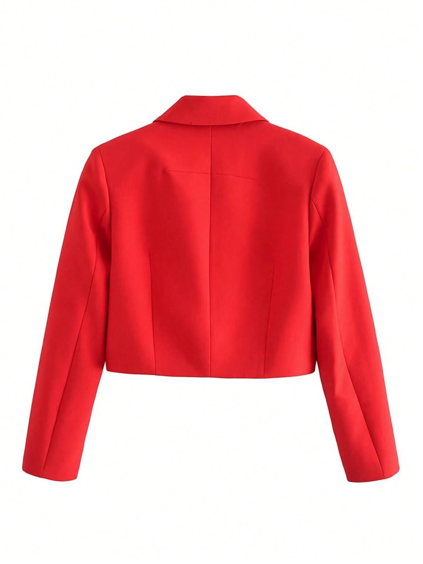 Women's Spring Fall Retro Multi-Pocket Short Work Jacket Coats, Collared Structured Smooth Woven Fabric Stand Collar Long Sleeve, Casual Outerwear Everyday