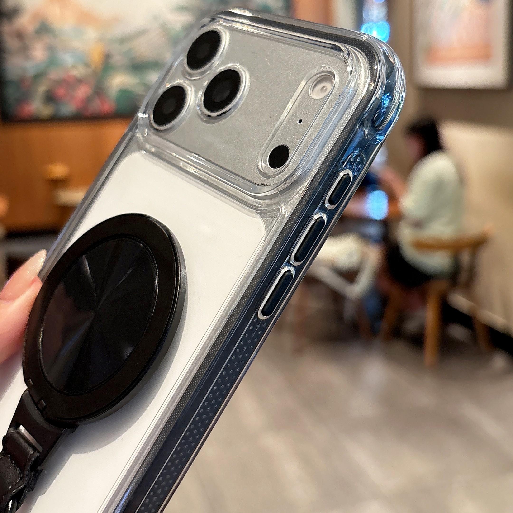 High-Quality Transparent Phone Case with Stand and Lanyard, Tpu Material, Shockproof, Compatible with iPhone 17 Pro Max to 11 Pro Max