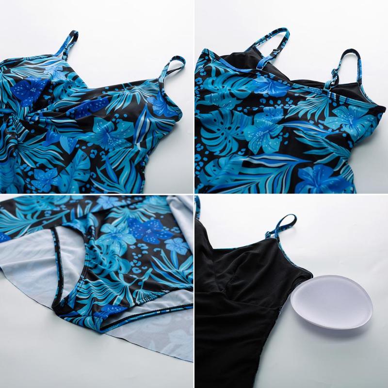 GRACE KARIN Women's One Piece Swim Dress V Neck Tummy Control Swimsuit Vacation Beachwear Bathing Suit