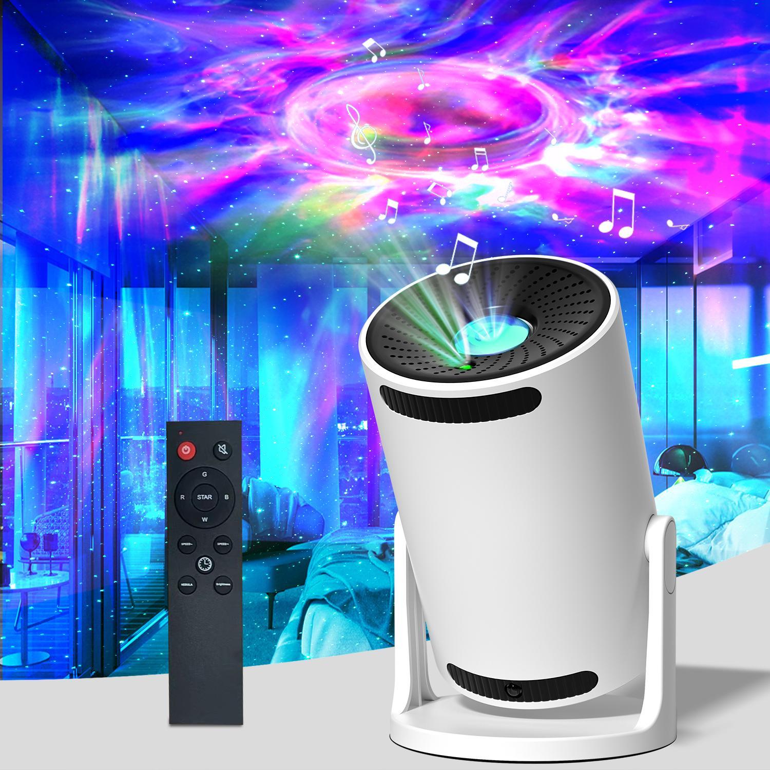 Mini cannon portable starry sky projector, galaxy projector, adjustable night sky color, portable indoor and outdoor projector, built-in remote control timing, support Bluetooth connection, suitable for bedroom rest, ceiling projection, home entertainment