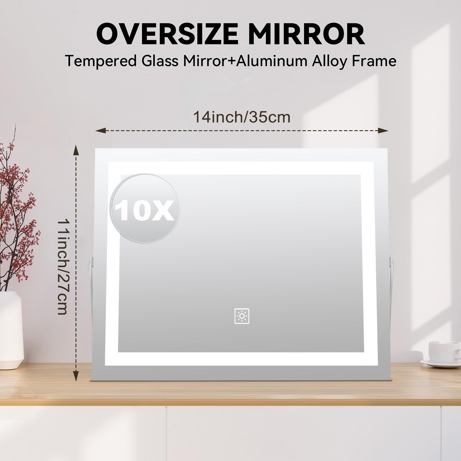 Smart LED Vanity Mirror with Lights – Lighted Makeup Mirror with Detachable 10X Magnification, 3 Color Modes & Stepless Dimming, 360° Rotation – Perfect for Women & Girls – Wedding & Birthday Gift