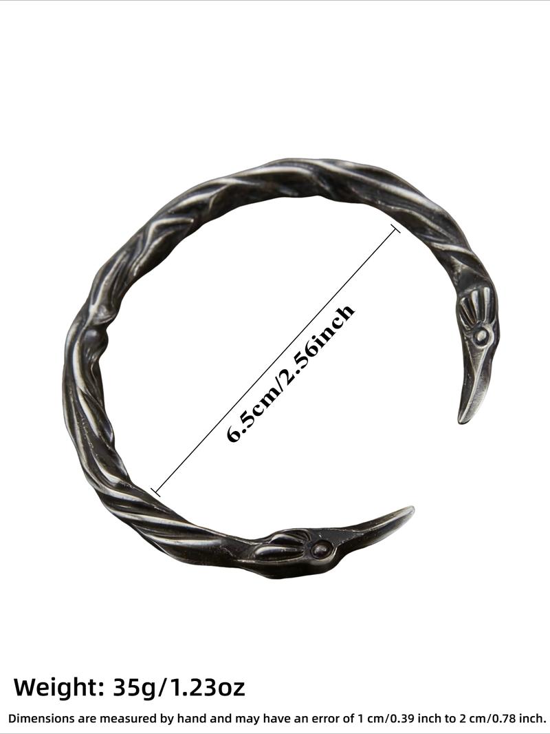 Vintage Gothic Dark Punk Crow Design Carved Open Bracelet, Trendy Punk Men's Party Style Bracelet, Unique Personality Accessory