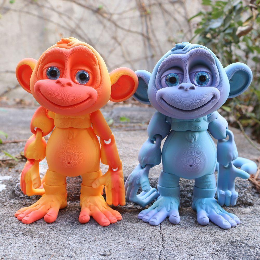 3D Printed Climbing Monkey Statue Pouch, Movable Monkey Figurine, Large Eye Realistic Primate, Craft Gift, Trendy Creative Handmade Toy