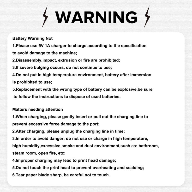 Portable Wireless Mini Printer with 10 Rolls Paper, Thermal Sticker Maker, Pocket Phone Printer for Notes, DIY Printing, iOS & Android Compatible