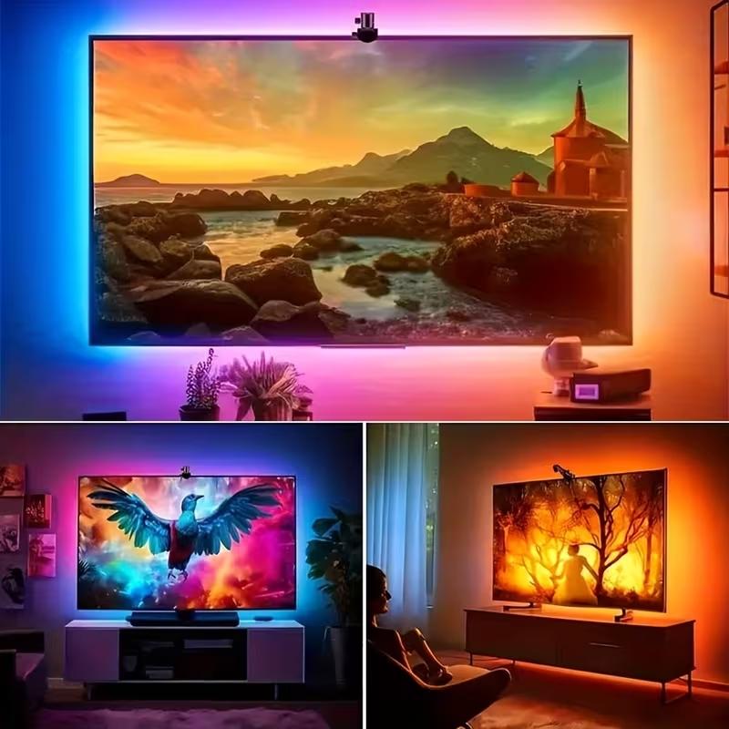 Smart TV LED Backlight Strip with Camera, Synchronized Display, Compatible with 32-85 Inch Screens, APP Control Color Changing Light Tv Led Lights