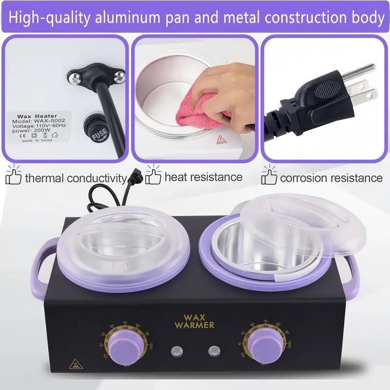 Professional Electric Wax Heater Machine with Adjustable Temperature 0-80°C Dual Pots Fast Overheat Protection for Home Salon Use Hair Removal Waxing Machine for Women Men Compatible with All Wax Types Sleek Design