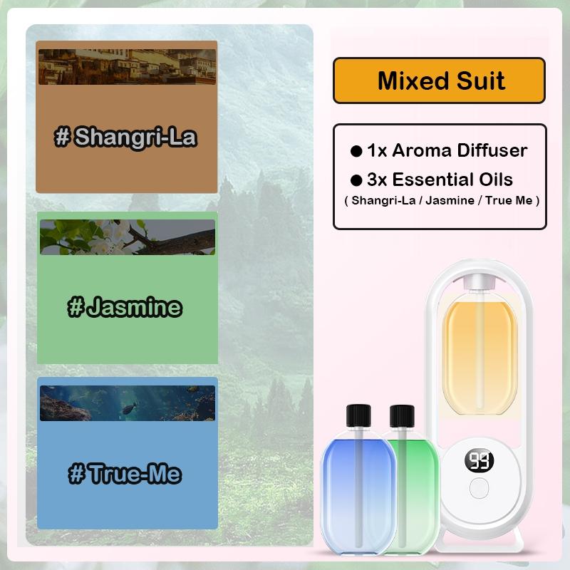 Home Aromatherapy Mist Maker Aroma Diffuser with 3 Essential Oils, Timer Automatic Spray, 5 Spray Modes, USB Charging, Long Battery Life, Multi-Scene Use