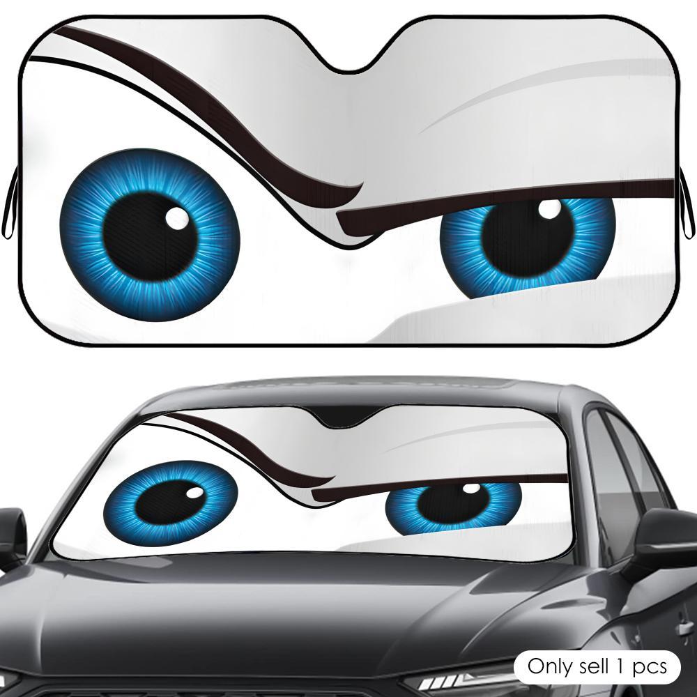 Mechanical Cartoon style Frown Eyes cool Sun Visor Car Windshield Sun Shade UV Block Heat Insulation Reflective Cover Keeps Interior Cool Protects Dashboard Foldable Easy Storage Universal Fit for Car SUV Truck Summer Must-Have