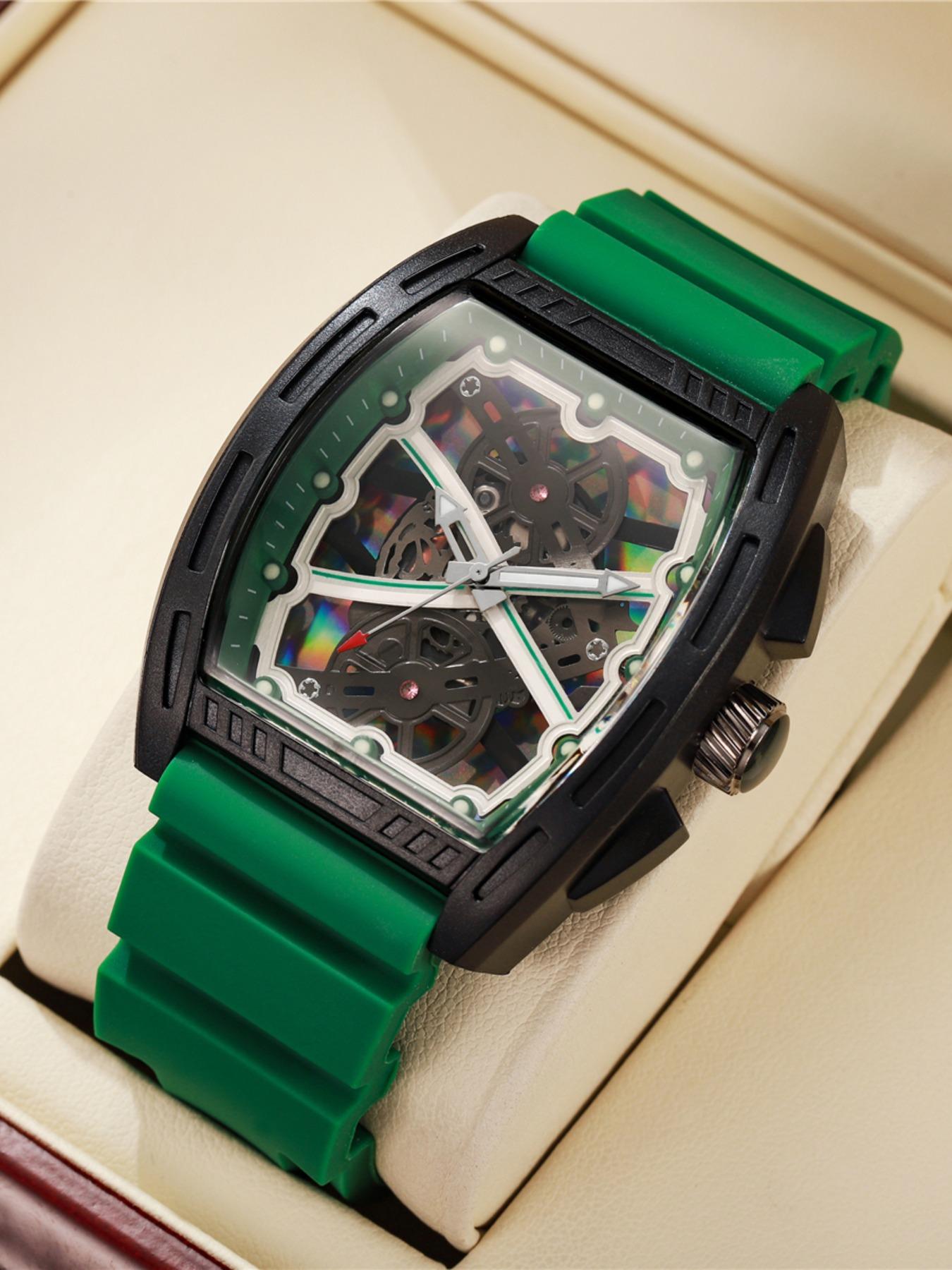 Stylish Men's Watch with Colorful Silicone Strap, Waterproof Analog Quartz Watch, Perfect Gift for Father's Day, Christmas, Birthday, Casual Wristwatch