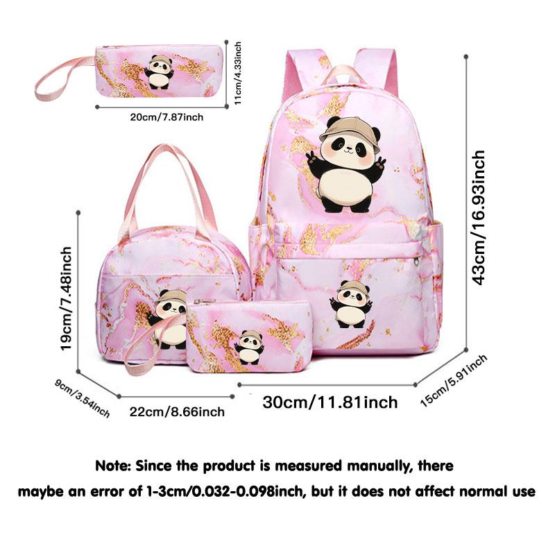 Cute Panda School Backpack Set, Adjustable Straps, Tablet Compartment, Lightweight Comfortable, Ideal for Daily Use & Travel Gift