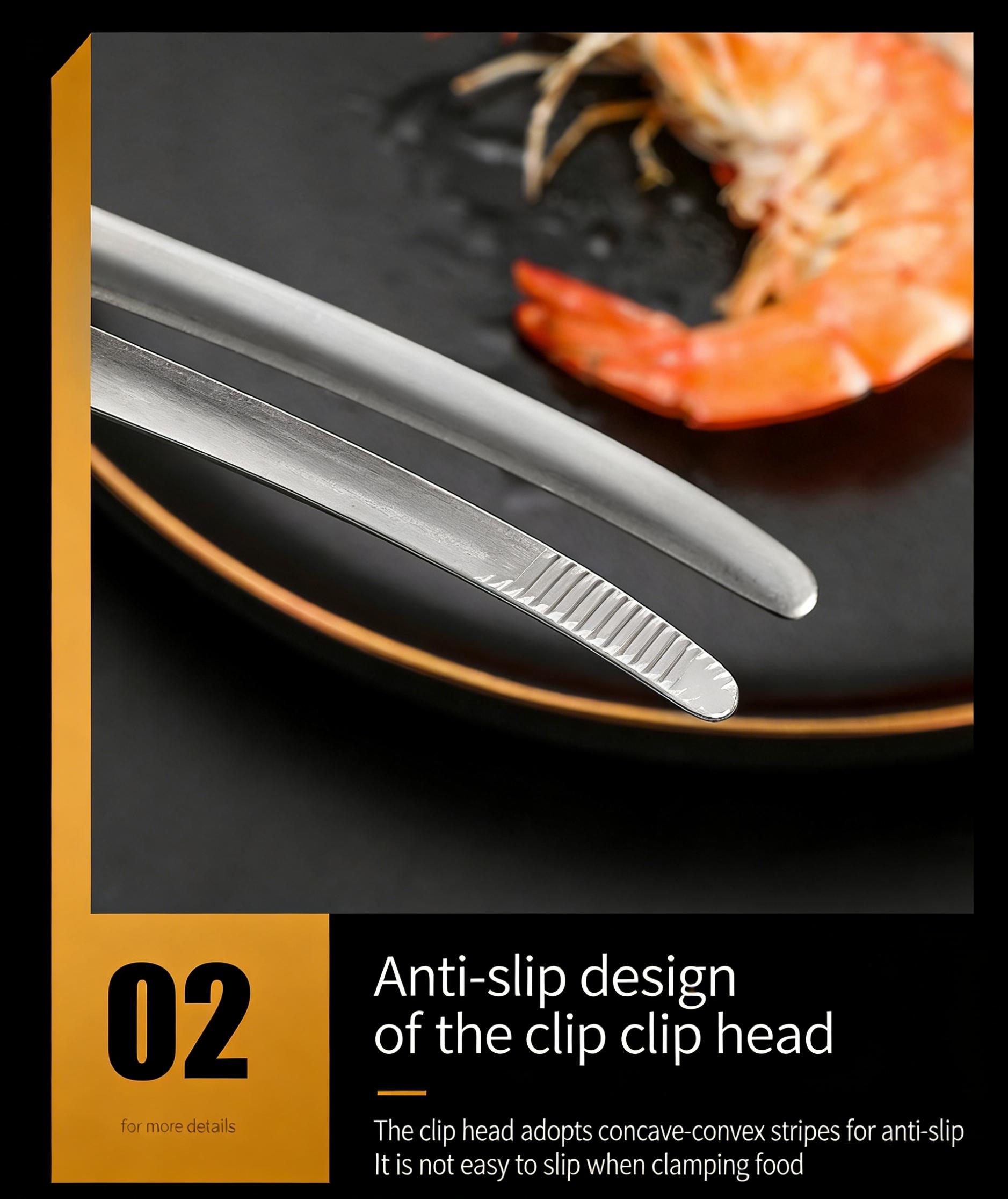 2pcs Stainless Steel Barbecue Tongs, Silver Color and, Pointed and Round Tips, Korean Cuisine Food Clips, Bread Dessert Steak Grill Meat Clippers