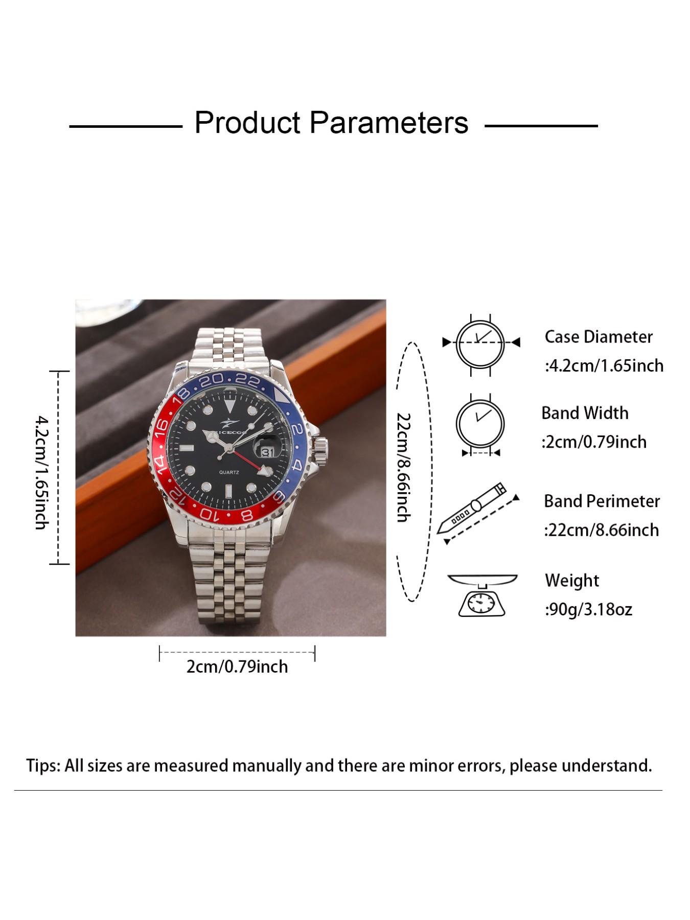 Men's Business Fashion Round Dial Stainless Steel Quartz Wristwatch for Party, Trendy All-match & Exquisite Watch for Birthday Gift with Box