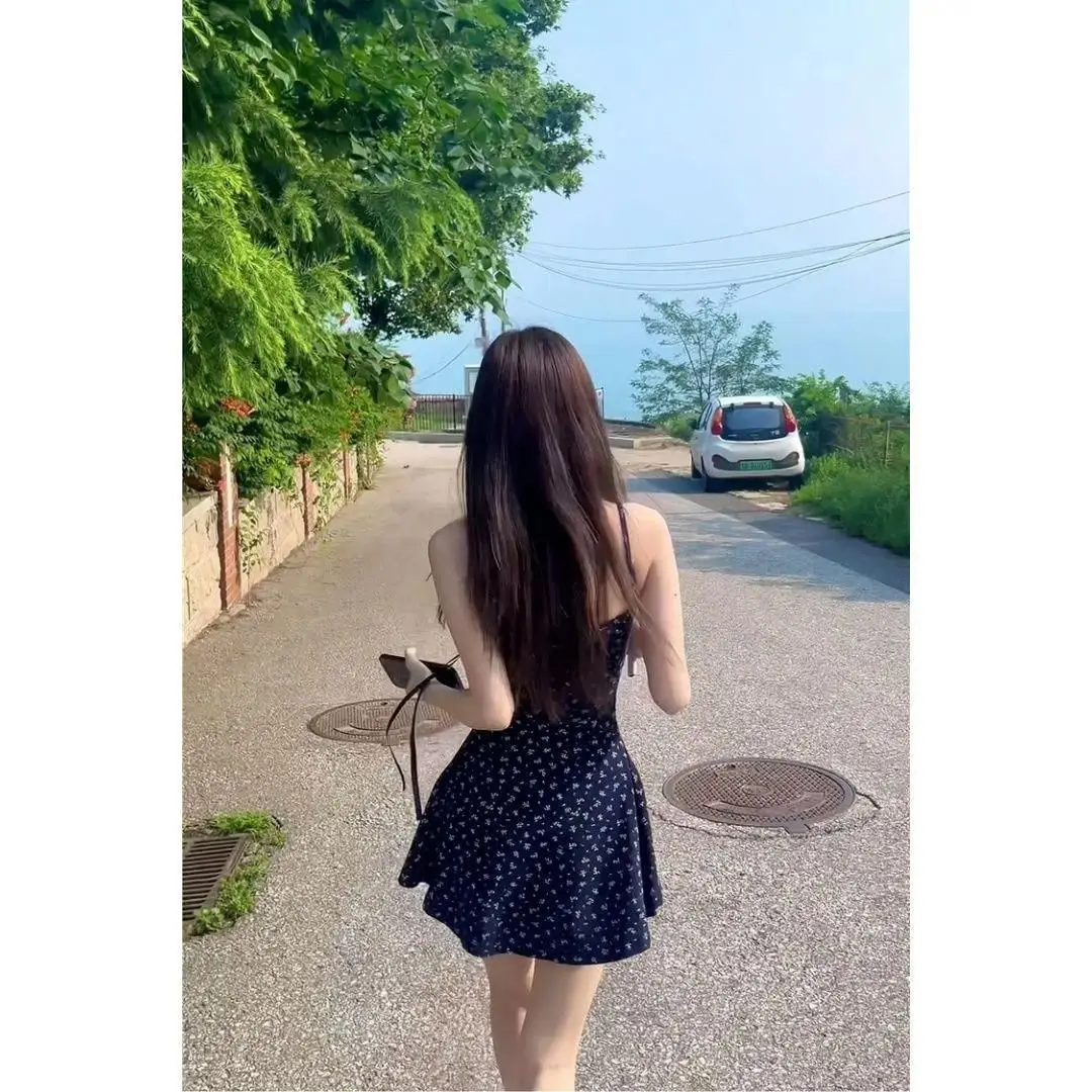 Women's Sweet Floral Print Cami Dress Spaghetti Strap Ruched Bodycon Mini Dress Y2K Cute A-Line Skater Dress Summer Beach Party