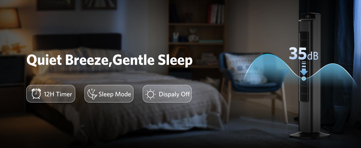 [NOT AC] COWSAR Fan for Bedroom, Quiet Floor Fan, Oscillating Tower Fan with Remote, Cooling Portable Bladeless  Fans Digital LED Display, 5-Speed & 3 Modes, 80° Oscillation, Remote Control, 12H Timer, Ultra-Quiet Cooling for Bedroom & Office