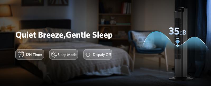[NOT AC] COWSAR Fan for Bedroom, Quiet Floor Fan, Oscillating Tower Fan with Remote, Cooling Portable Bladeless  Fans Digital LED Display, 5-Speed & 3 Modes, 80° Oscillation, Remote Control, 12H Timer, Ultra-Quiet Cooling for Bedroom & Office