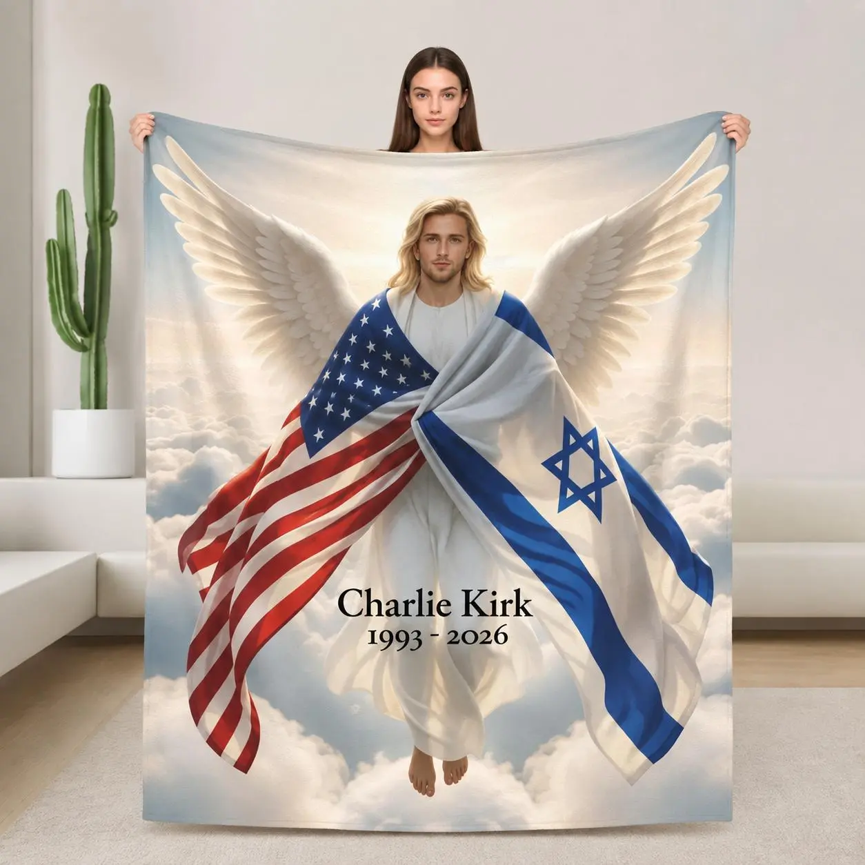 Charlie Kirk Themed Polyester Plush Blanket - Contemporary Home Flannel Throw, Ultra Soft, Durable Fabric, All Season Comfort, Machine Washable, Ideal for Living Room, Bed Use