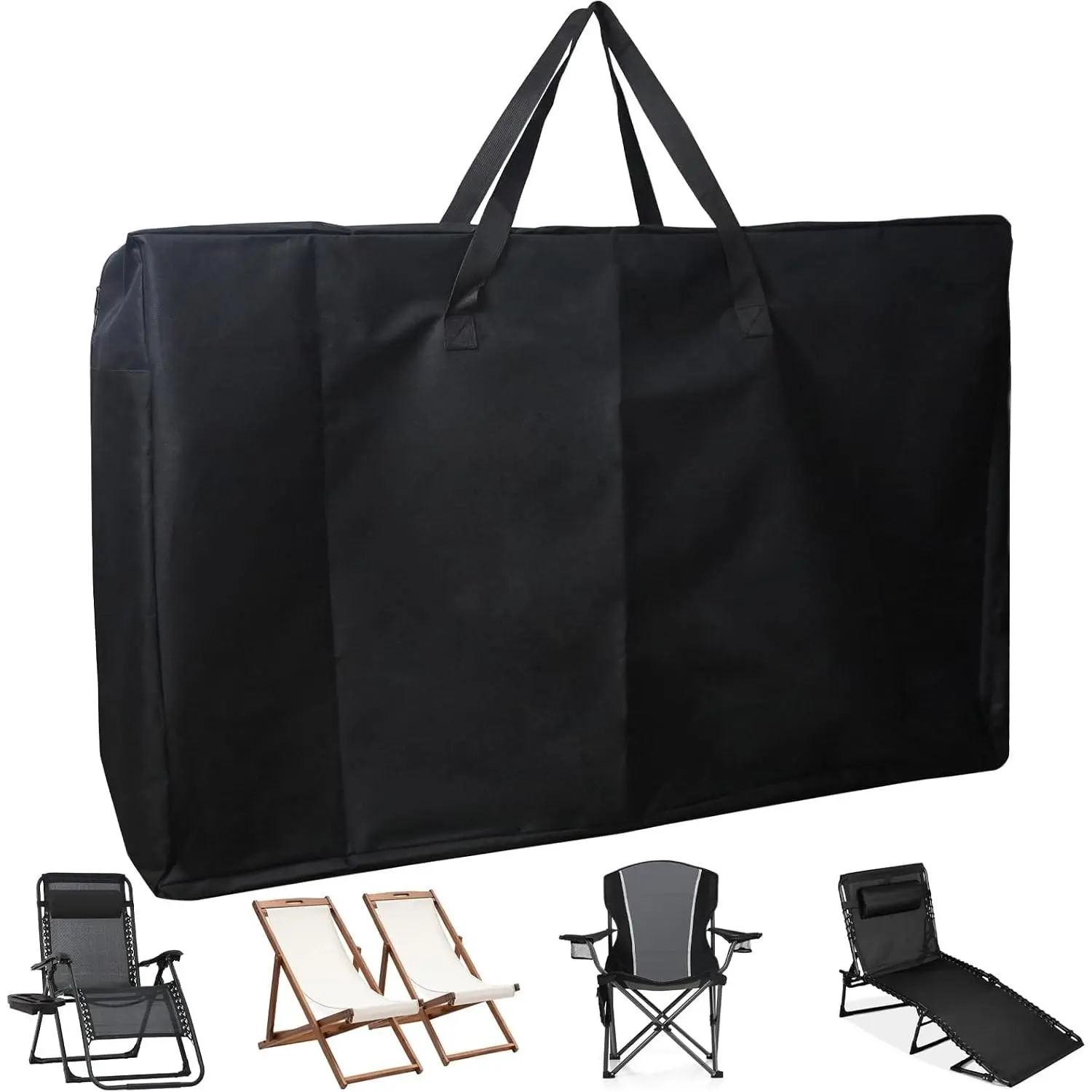 Heavy Duty Folding Chair Storage Bag, 600D Chair Storage Case for Beach Chair Camping Chair Zero Gravity Chair Folding Recliners, Extra Large Travel Bag with Zippers, 41.5" Lx 11" Wx 28.5" H