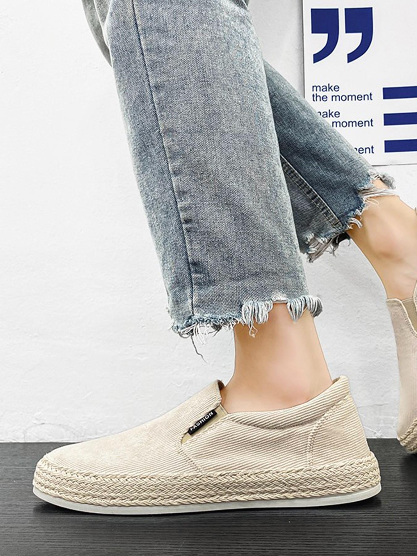 Men's Straw Woven Fisherman Shoes Slip-On Breathable Casual Loafers, Lightweight Durable Style for Outdoor & Daily Commute, Sizes 39-44, Footwear