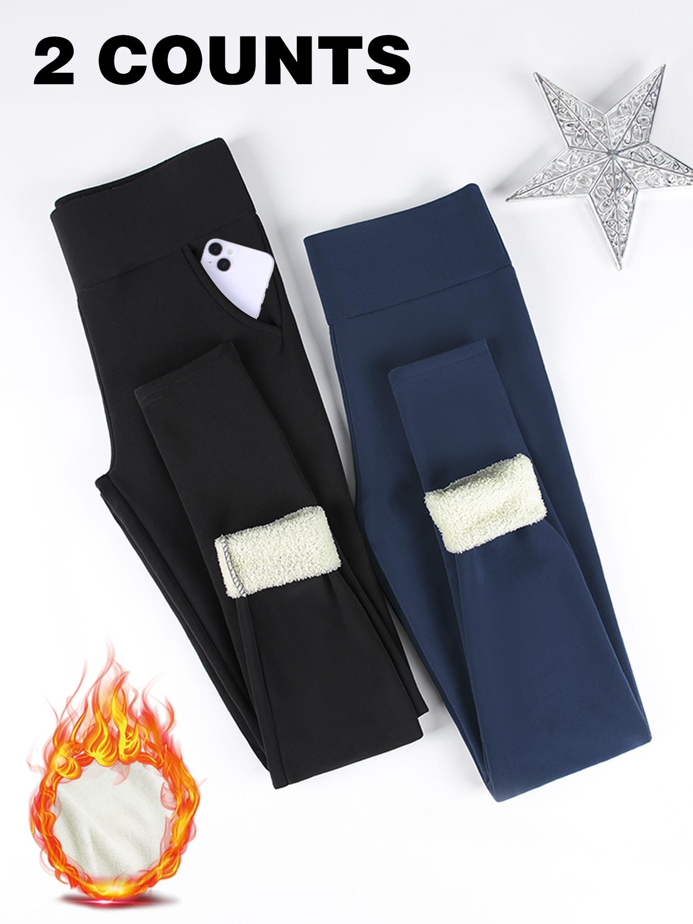 Women's High-Waisted Fleece Lined Leggings, Warm Thermal Underwear Pants for Winter, Casual Tight-Fit Sporty Style