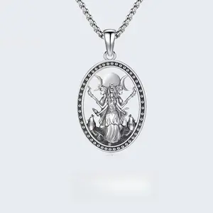 Women's SleekHush 60cm Chain & Link March Goddess Statement Necklace - Faith-Focused Strength-Symbolizing Accessory, Ideal for Daily Indoor & Outdoor Leisure Wear
