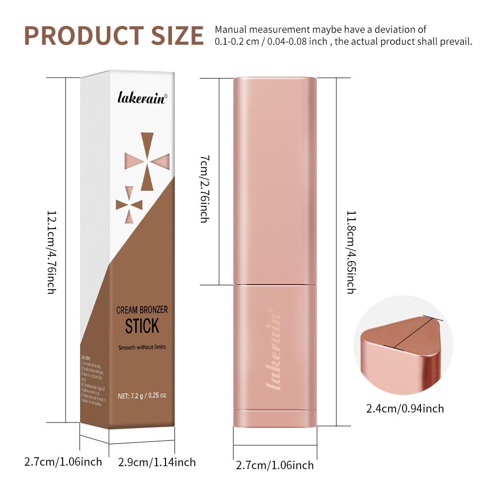 Lakerain 5 Colors Beauty Bronzer Cream Bronzer Stick Bronze Contour Stick, Long-Lasting Wear, Nourishing & Moisturizing, Waterproof & Sweatproof, Sculpted Natural Face Makeup, Summer Vibe, Suitable For Daily And Travel Use